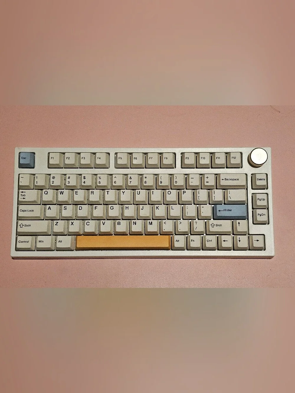 Keydous NJ80-AP White Mechanical Keyboard with Mustard Spacebar